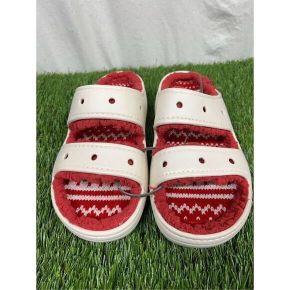 Crocs Classic Cozzzy Sandals Holiday Sweater Sandals men 5 women 7 Fuzzy Slipper - Picture 2 of 5